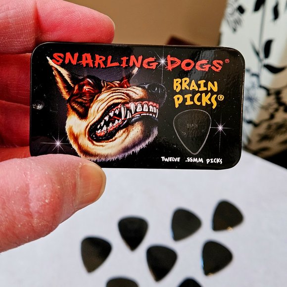 10 Snarling Dogs Brain Guitar Picks (0.88mm), Black - Picture 1 of 6